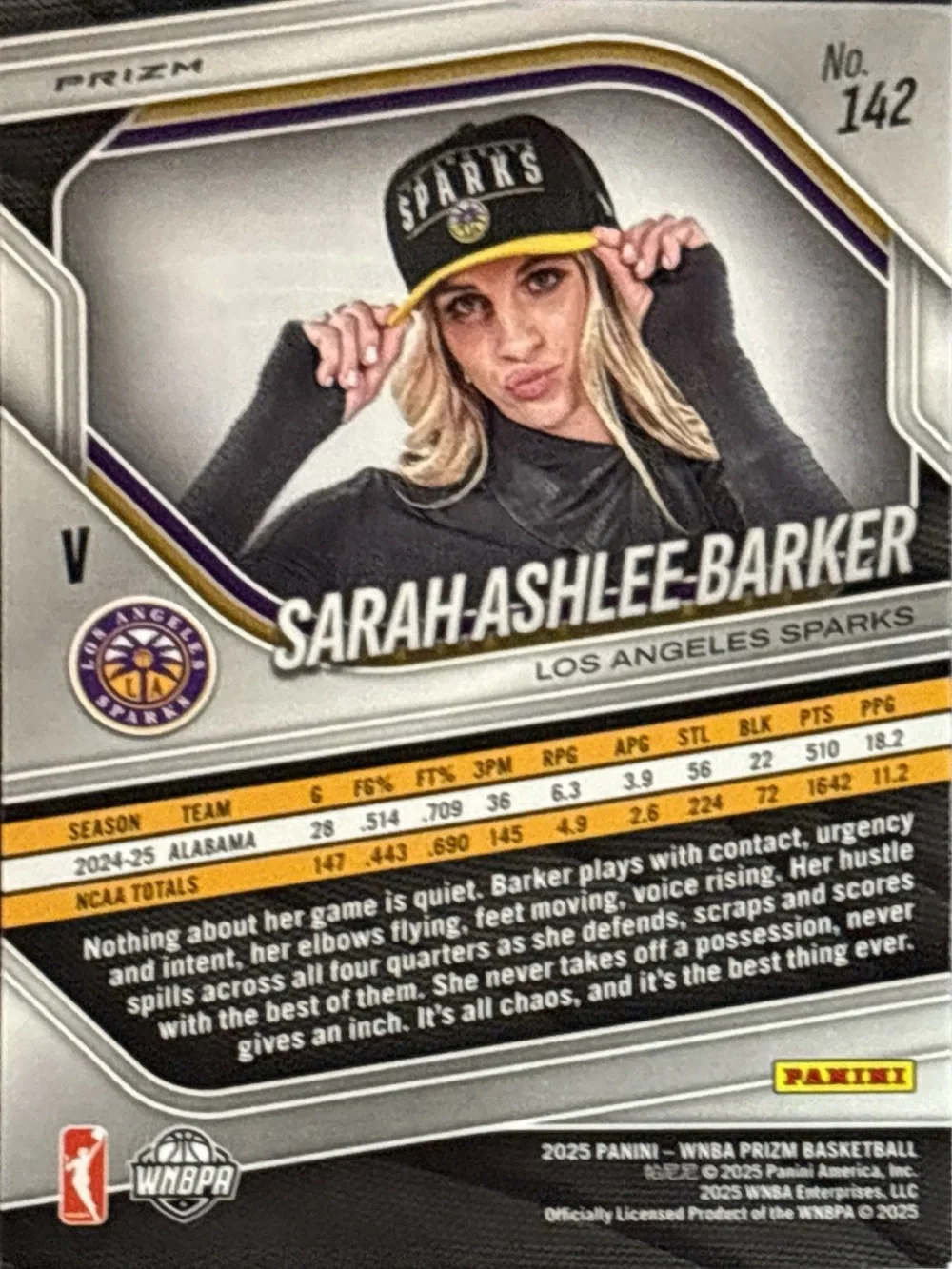 Panini Blue Prizm Sarah Ashlee Barker Los Angeles Sparks Rookie Trading Card